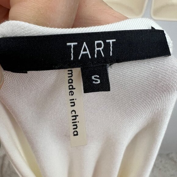 TART Cream Asymmetrical Draped Roundneck One Cold Shoulder Top - Picture 9 of 11